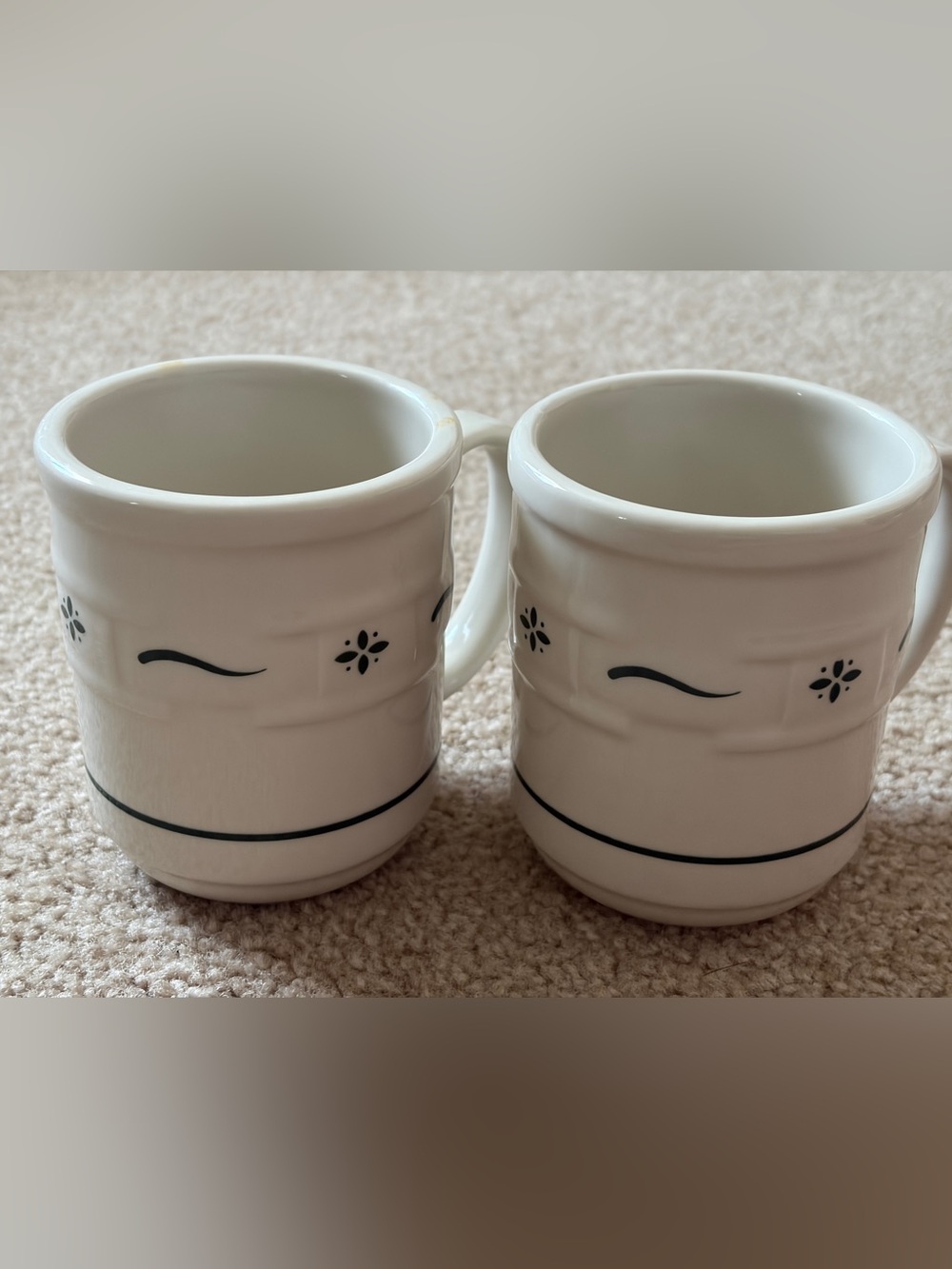Longaberger Woven Traditions Green Coffee Mugs  - Pair